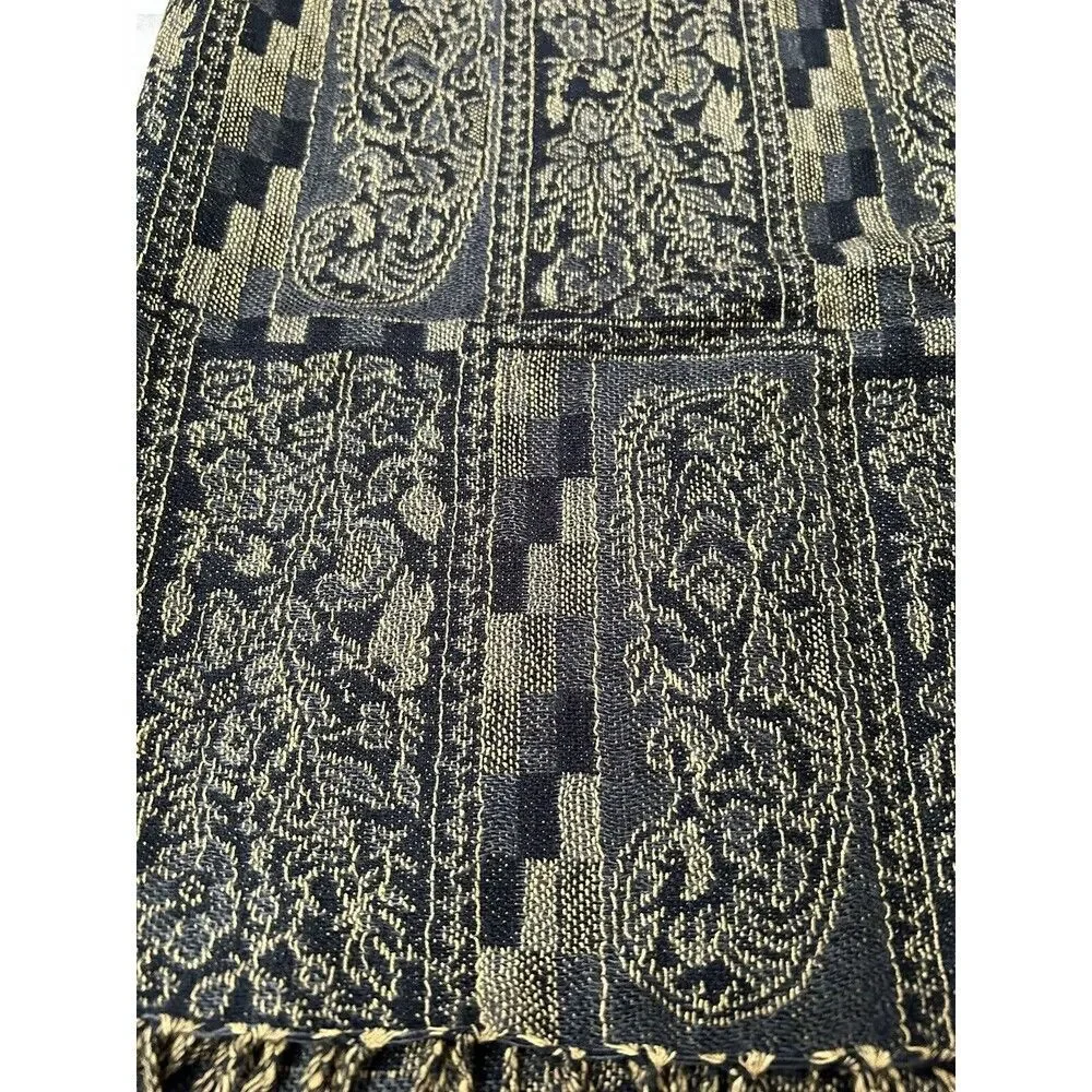 Black & Yellow Scarf 26” X 74” Rectangular Pasmina Scarve